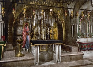 Der Kalvarienberg und der griechische Altar, Jerusalem, Heiliges Land, Israel, ca. 1890, Historic,