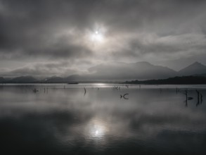 Morning mist and clouds, Kandalama Lake, Dambulla, Sri Lanka, Asia
