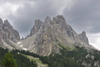 The mountain range Gruppo dei Cadini di Misurina in the Dolomites, Italy, Europe