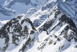 Peaks and mountains in winter, Sellraintal, Stubai Alps, Kühtai, Tyrol, Austria, Europe