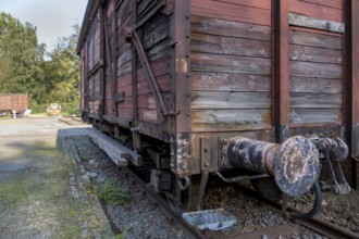 Old railway wagon, siding, North Rhine-Westphalia, Germany, Europe