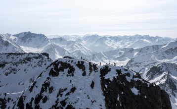 Sulzkogel, aerial view, peaks and mountains in winter, Sellraintal, Kühtai, Tyrol, Austria, Europe