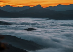 About to rise in the sun Dawn cloudy one morning in the valley of Lesaka, Navarra. Basque Country