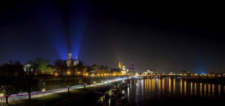 Dresden Silhouette View of the Old Town from the Carola Bridge. On the occasion of the