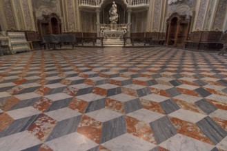 Mosaic floor in front of the altar in the church of San Filippo Neri, built in 1749, Via Lomellini,
