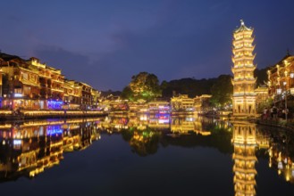 Chinese tourist attraction destination, Feng Huang Ancient Town (Phoenix Ancient Town) on Tuo Jiang