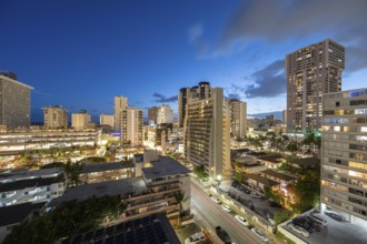 Nohanani Street in the evening light, Waikiki, Honolulu, Oahu, Hawaii, USA, North America