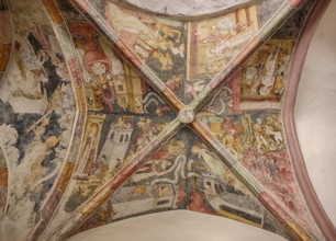 Cloister with frescoes, Augustinian canons' monastery, Neustift monastery, also monastery, Vahrn