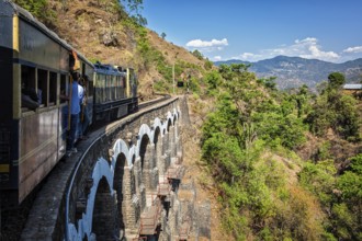 HIMACHAL PRADESH, INDIA, MAY 12, 2010: Toy train of Kalka–Shimla Railway, narrow gauge railway