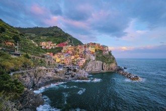 Manarola village popular european italian tourist destination in Cinque Terre National Park UNESCO