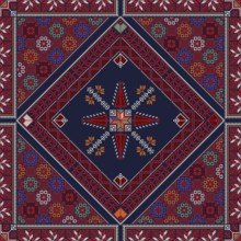 Decorative Palestinian seamless pattern in colors, traditional Tatreez embroidery, vector