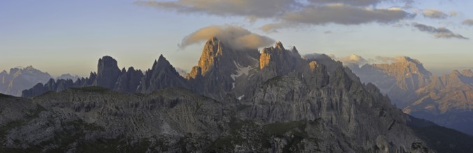 The mountain range Cadini di Misurina in the Dolomites, Italy, Europe