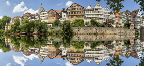 Tübingen on the banks of the Neckar with reflection in the Neckar Germany