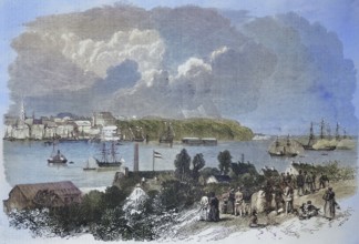 View of the Bay of Kiel in 1869, Schleswig Holstein, Germany, Historic, digitally restored