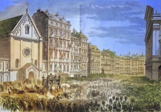 Funeral of Emperor Maximilian I of Mexico (1832-1867), arrival of the funeral procession on 18