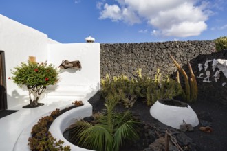 Garden in the courtyard, former residence of the artist, Fundacion Cesar Manrique, Tahiche,