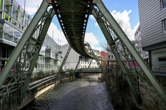 Suspension railway over the Wupper, Elberfeld district, Wuppertal, Bergisches Land, North