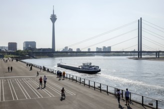 Düsseldorf, North Rhine-Westphalia, Germany - Rhine embankment promenade in times of the corona