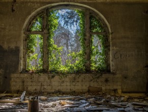 Interior view, former Alpine house on the historic site of the tuberculosis sanatorium in Beelitz,
