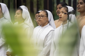 Nuns offer ceremonial tribute in honour of Pope Francis in Guwahati, Assam, India on April 26, 2025