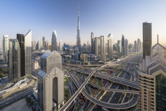 Dubai skyline, Burj Khalifa tallest building in the world, United Arab Emirates, Asia