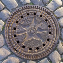 Canal cover in the historic city centre with the most important sights of the city, Dresden,