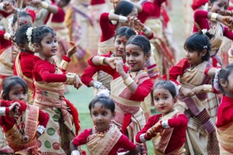Paricipants in a Bihu dance workshop ahead of Rongali Bihu Festival, in Guwahati, India on 8 April