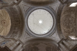 View into the dome of the Cathedral of the Holy Cross above the sea, Catedral de Santa Cruz sobre