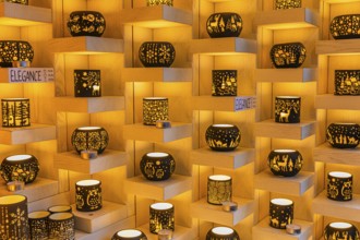 Tea lights in a stall at the Christmas market at St Stephen's Cathedral, Stephans-Platz, Vienna,