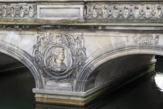 Detail of the Rococo-style marble bridge by Nicolai Eigtved, Frederiksholm Canal, Christiansborg