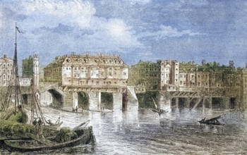 London Bridge in the sixteenth century from The National and Domestic History of England by William