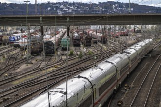 ICE train at Hagen-Vorhalle marshalling yard, one of the 9 largest in Germany, located on the