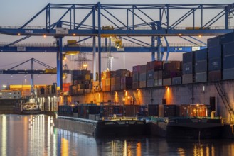Port basin, gantry cranes in the Container Handling Centre, Trimodal Container Terminal, in the