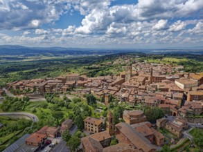Aerial view of Città della Pieve, an Italian municipality in the province of Perugia in the west of