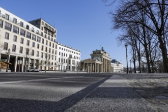 The Brandenburg Gate in Berlin. Where many hundreds of people usually linger to visit the