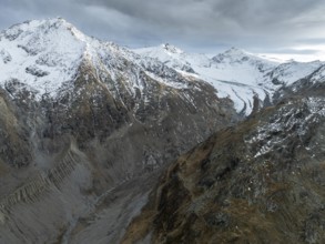Schafkogel and Querkogel, glacier Schlaf Ferner, Niedertal, alpine panorama, aerial view, mountains