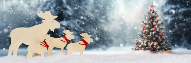 Christmas card Christmas card with reindeer moose banner and textfreiraum Copyspace in Stuttgart,