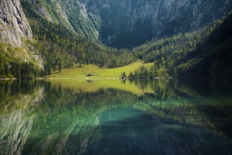 Obersee, Königssee, Schönau, Berchtesgaden National Park, Berchtesgadener Land, Upper Bavaria,
