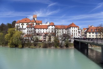 Sankt Mang and Lech Monastery, Füssen, Ostallgäu, Allgäu, Swabia, Bavaria, Germany, Europe