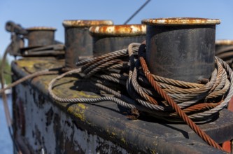 Detail photo, old barge, home Berlin, Rummelsburger Bucht, Berlin, Germany, Europe