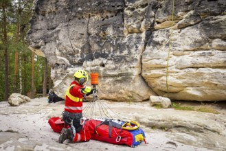 Winch rescue training of the rescue helicopter, Christoph 62, on the occasion of the 50th