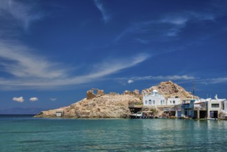 Greek village scenic picturesque view in Greece, the beach and fishing village of Firapotamos in