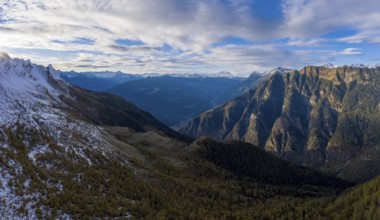 Aerial view over the mountains of Val Pontirone in the canton of Ticino, Switzerland, Europe