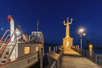 Restaurant on the historic ferry Constance and Imperia in the harbour, Constance, Lake Constance,