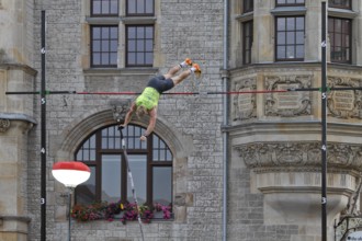 International Pole Vault Meeting in Dessau-Roßlau on 13/09/2022, pole vaulter crossing the bar,