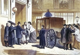 Arrival of Queen Isabella at the Pavillon de rohan in Paris, 1869, France, Historic, digitally