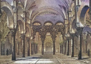 Interior view of Cordoba Cathedral in 1869, Andalusia, Spain, Historic, digitally restored