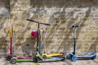 Coloured scooters, London, England, Great Britain
