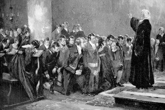 Blessing of the War Volunteers 1813, Napoleonic Wars, Historic, digitally restored reproduction of