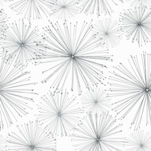 Stylized pattern of dandelions, hand drawn vector illustration